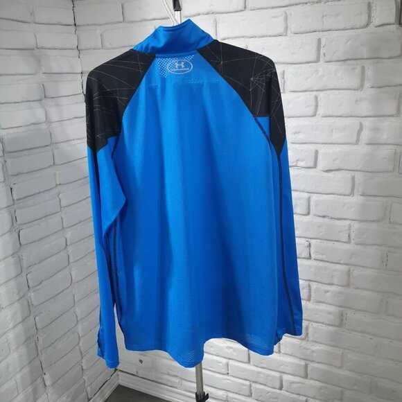 Under Armour Run Cold Gear Men's Size Large Royal Blue & Black Activewear Shirt - Picture 2 of 13